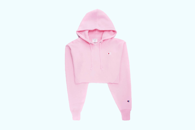 Champion's Cozy Cropped Hoodie Arrives in "Pink Candy"