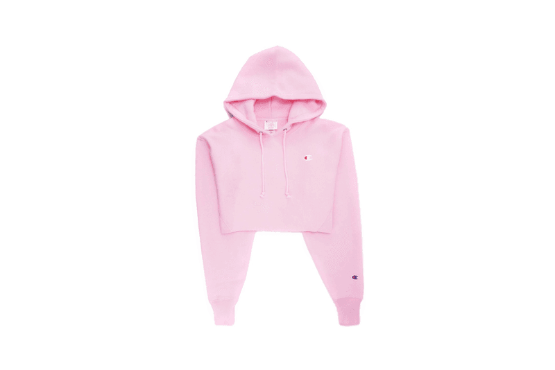 Champion Cropped Hoodie Pink Candy