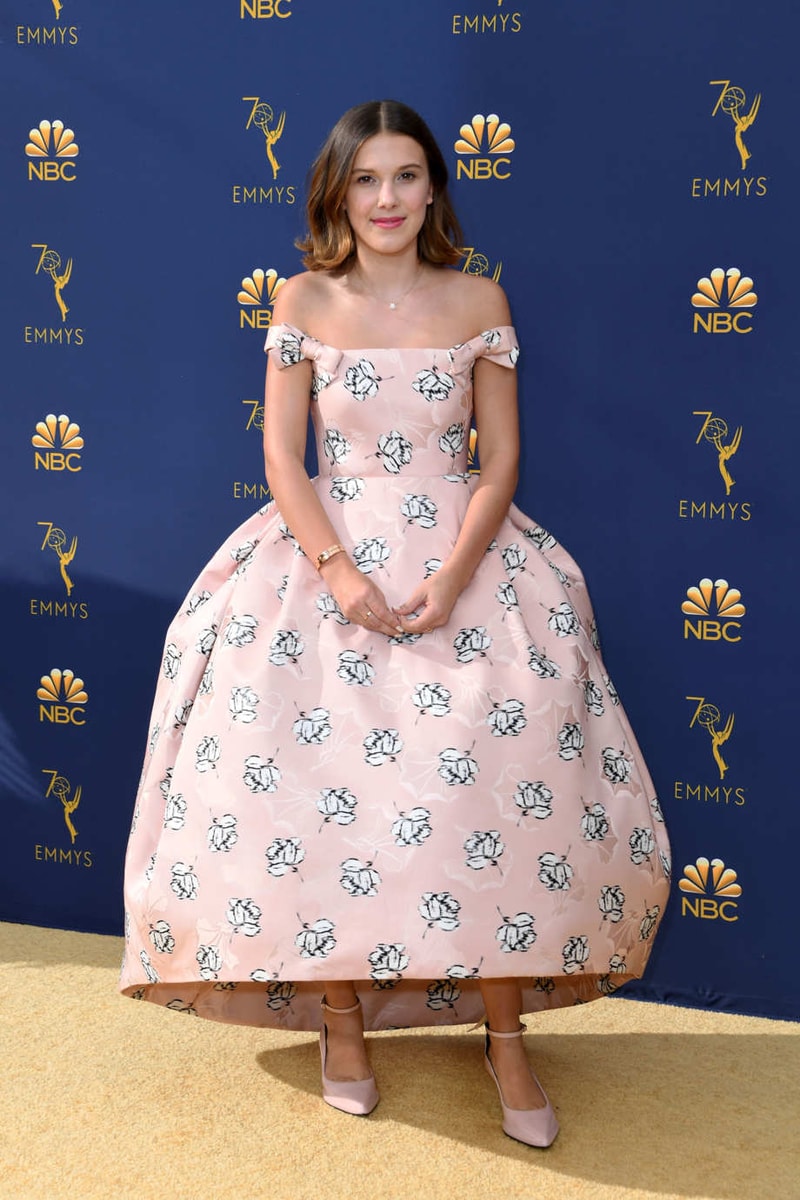 Emmys Emmy Awards 2018 Red Carpet Millie Bobby Brown Stranger Things Pink Dress