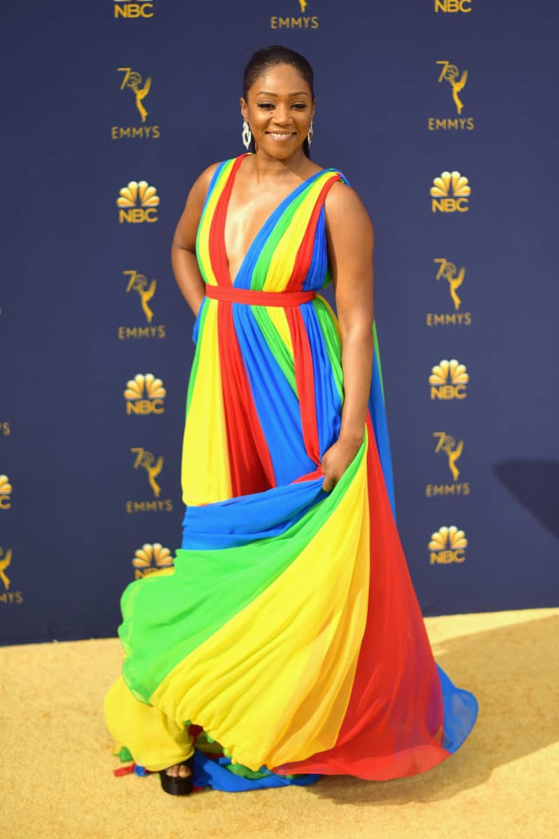 Tiffany Haddish Emmys Emmy Awards 2018 Red Carpet Rainbow Dress