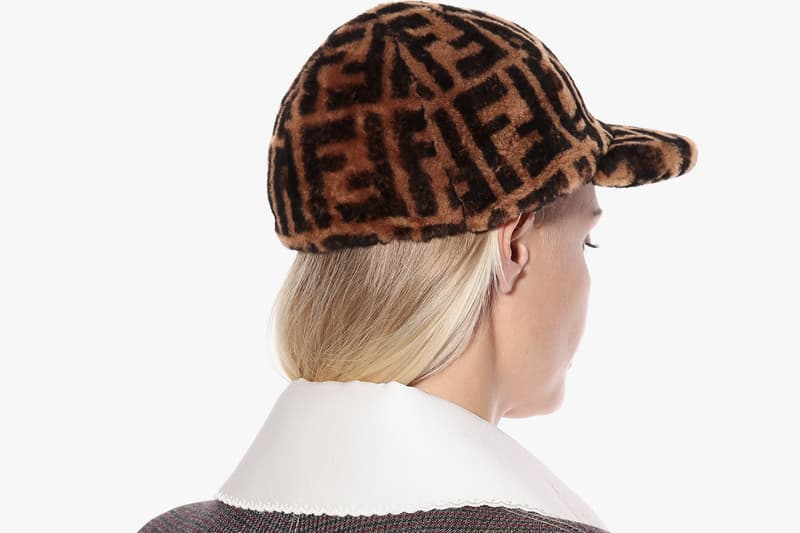 Fendi Shearling Monogram FF Logo Baseball Cap