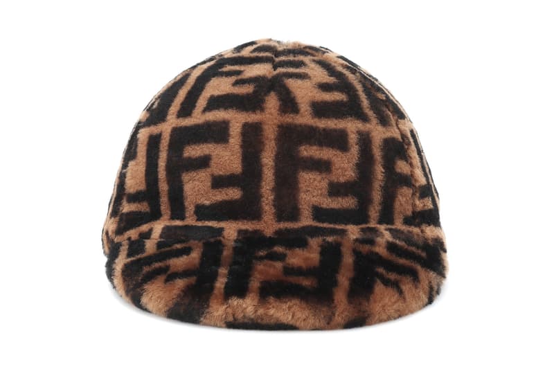 Fendi Shearling Monogram FF Logo Baseball Cap