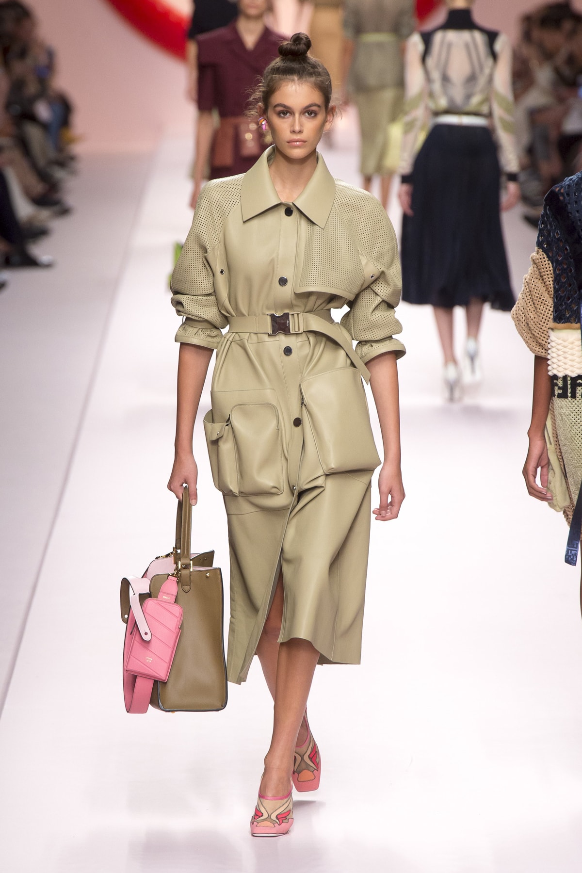 Fendi Karl Lagerfeld Spring Summer 2019 Milan Fashion Week Show Collection Jacket Skirt Khaki