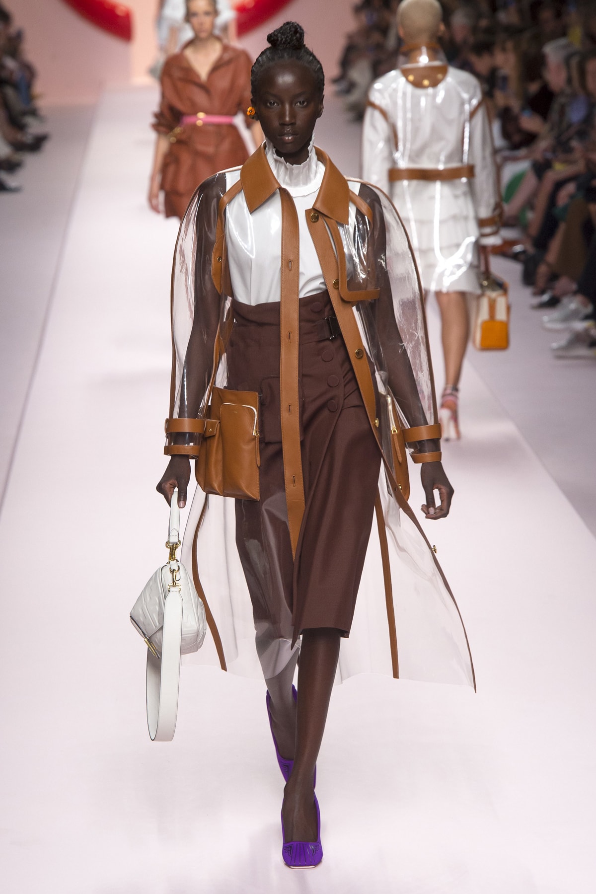 Fendi Karl Lagerfeld Spring Summer 2019 Milan Fashion Week Show Collection Jacket Skirt Brown