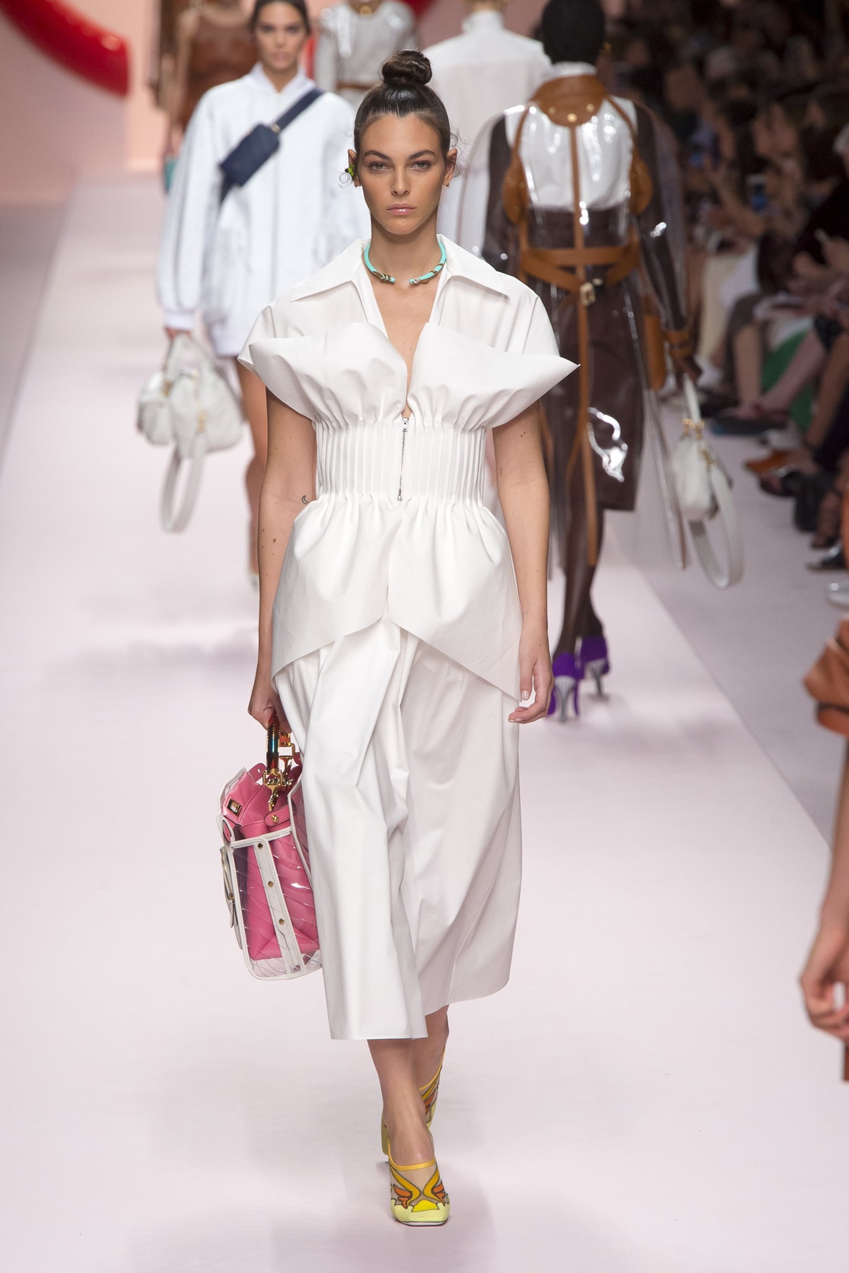 Fendi Karl Lagerfeld Spring Summer 2019 Milan Fashion Week Show Collection Top Skirt White