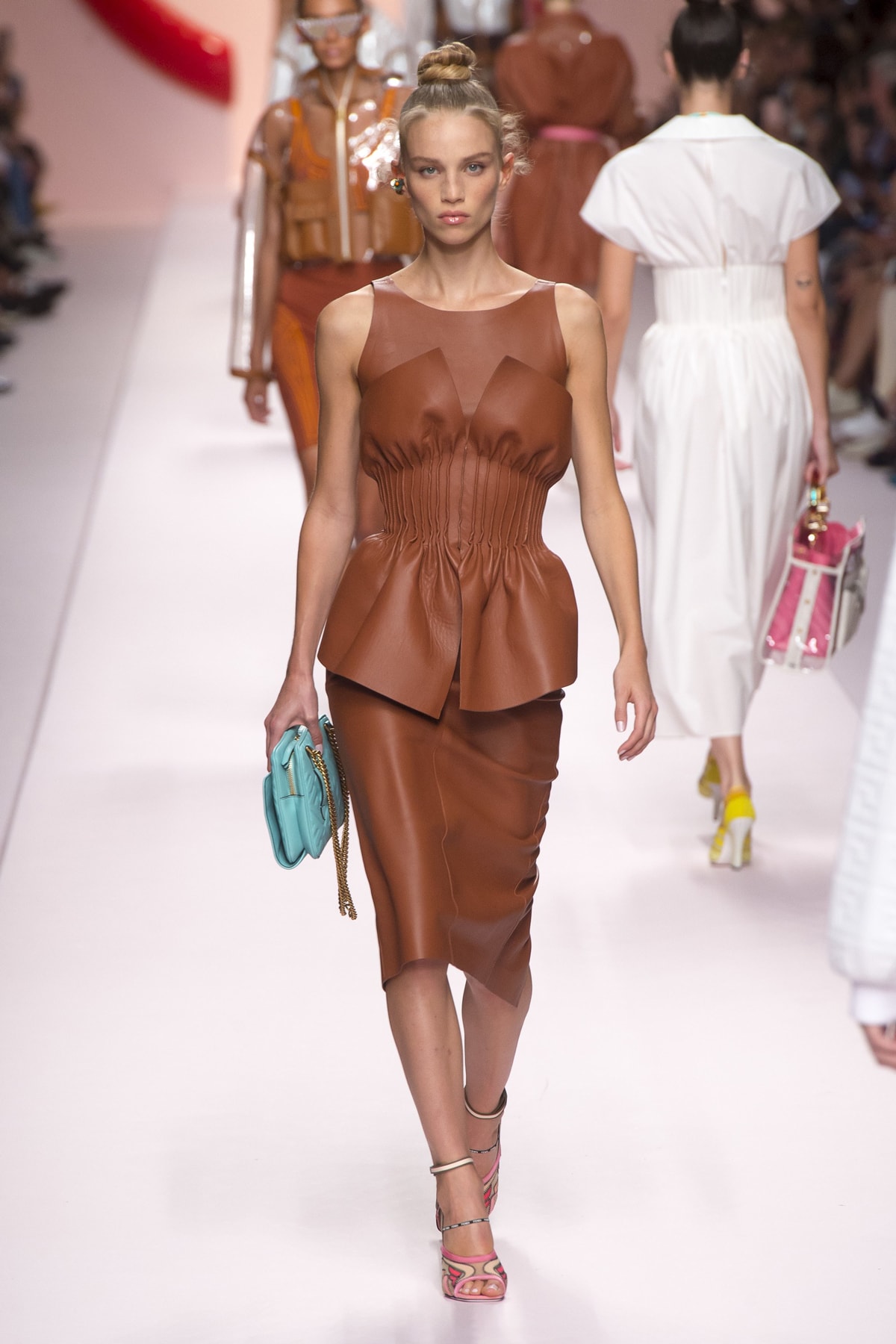 Fendi Karl Lagerfeld Spring Summer 2019 Milan Fashion Week Show Collection Top Skirt Brown
