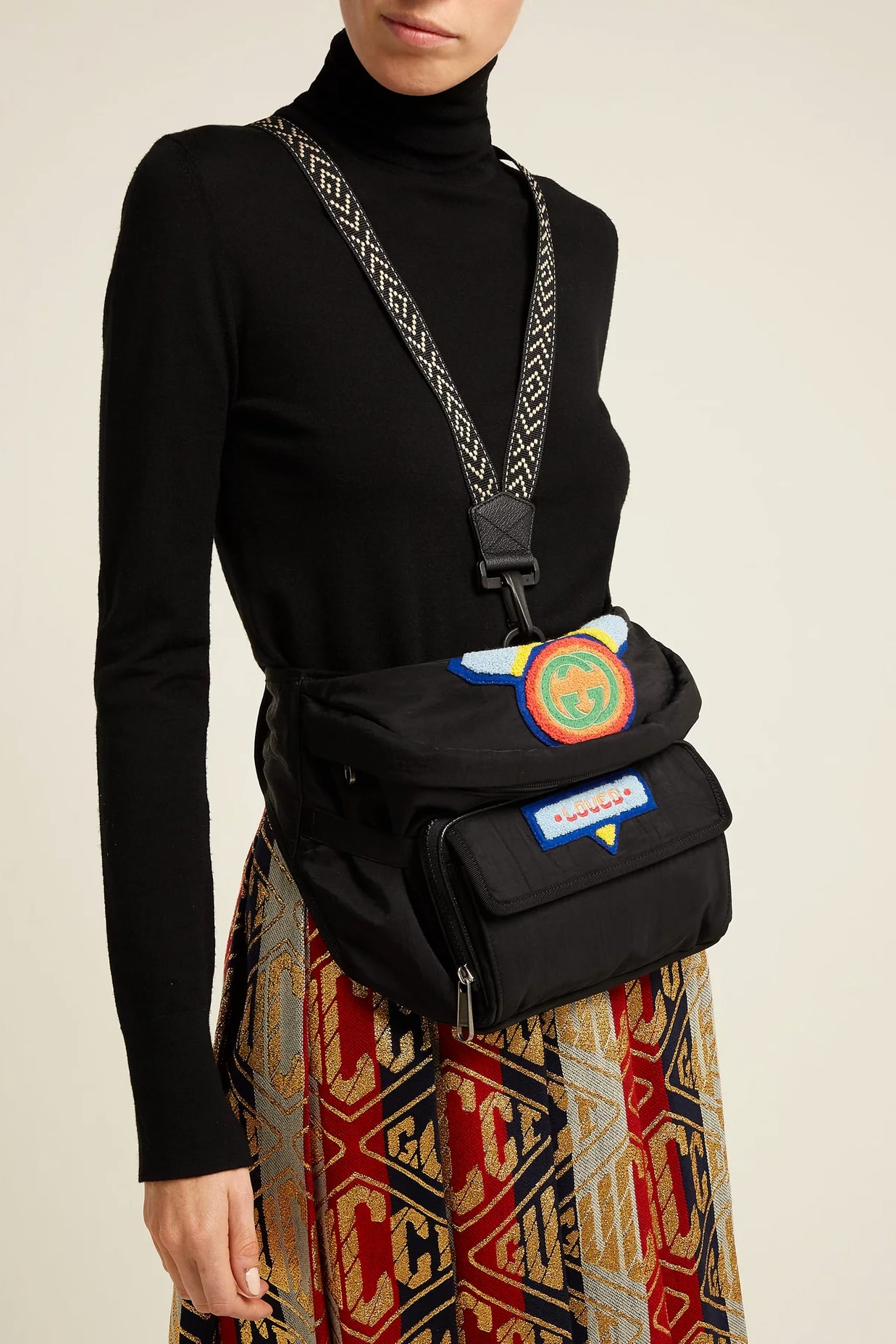 Gucci Two-Strap Retro Logo Fanny Pack Bag Bum Bag Rainbow Strap Belt Bag Pouch Alessanro Michele