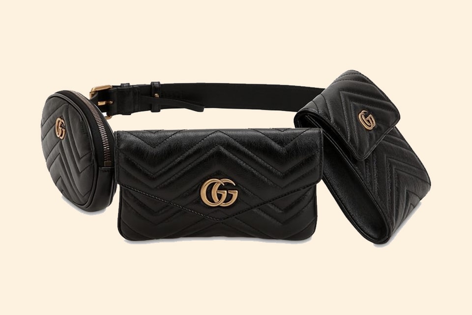 Gucci GG Marmont Black Leather Belt Bag Pack