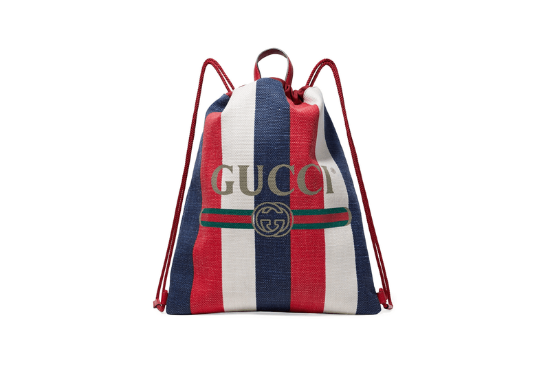 Gucci's Drawstring Backpack Is Striped With Red, White & Blue