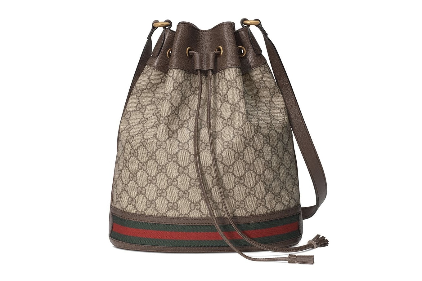 Gucci GG Supreme Ophelia Monogram Bucket Bag Brown Canvas Leather