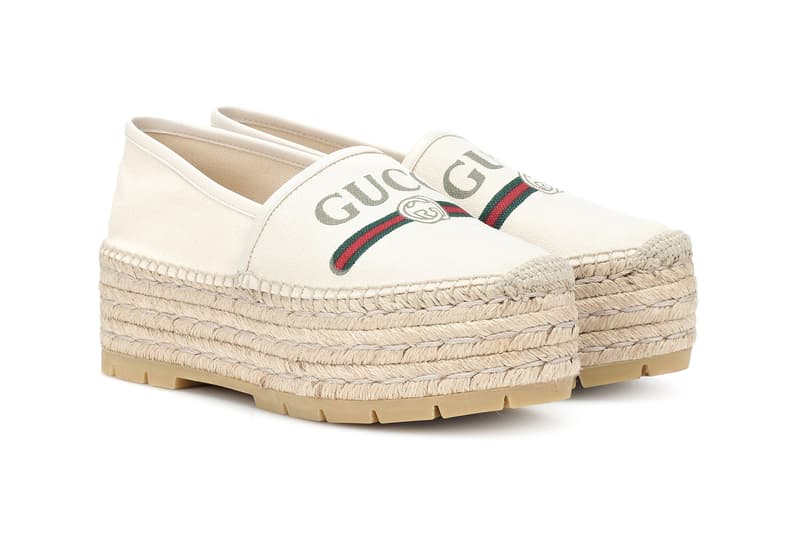 Gucci Logo Platform Canvas Espadrilles