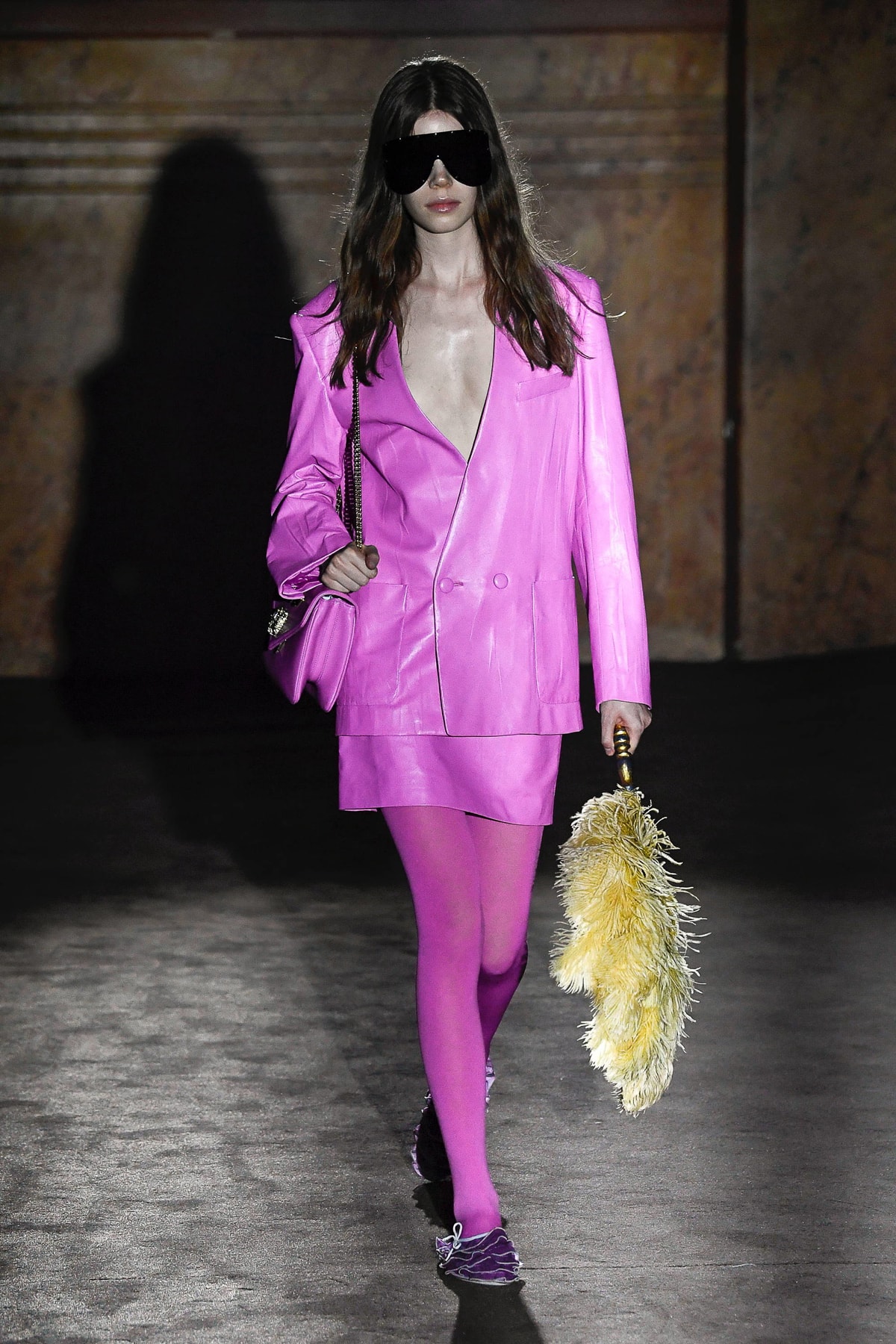 Gucci Alessandro Michelle Spring Summer 2019 Paris Fashion Week Show Collection Blazer Skirt Tights Pink