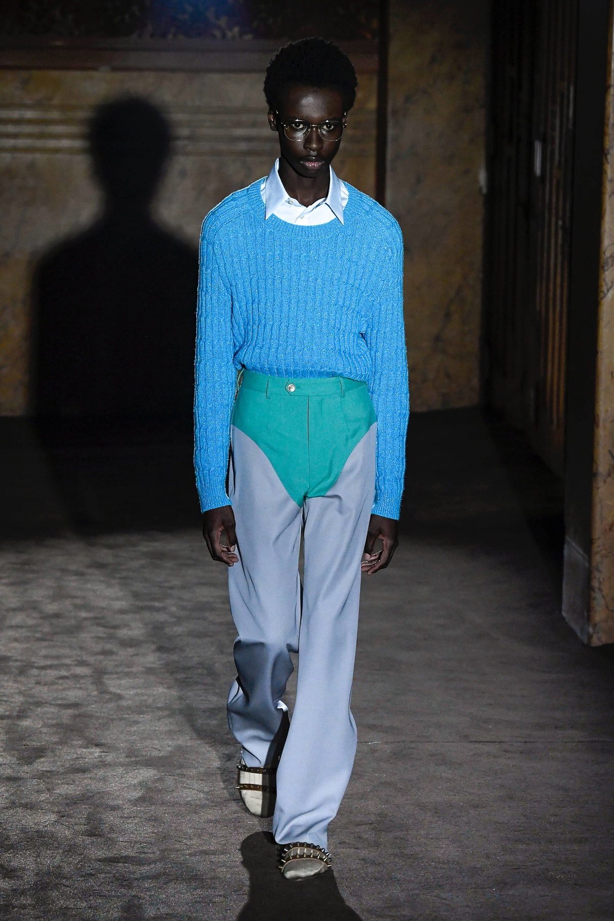 Gucci Alessandro Michelle Spring Summer 2019 Paris Fashion Week Show Collection Sweater Pants Blue