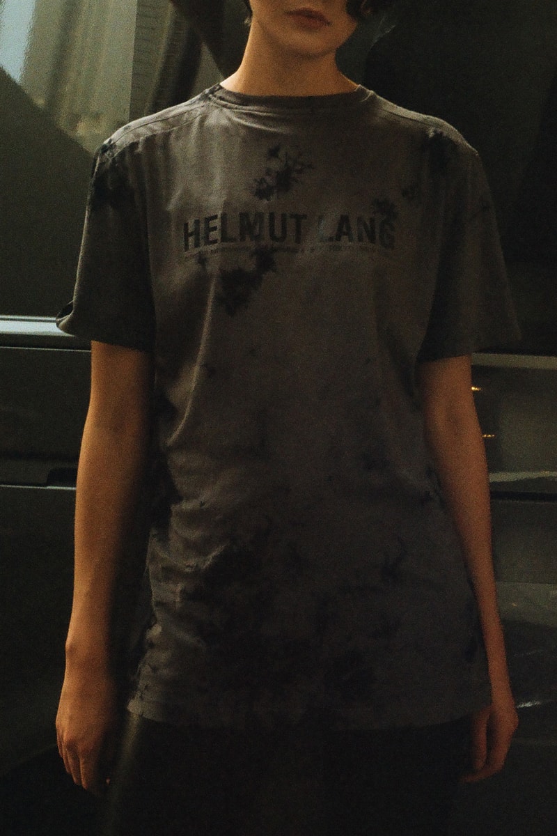 Helmut Lang Fall Winter 2018 HBX Editorial Tie-Dye Logo T-shirt Grey