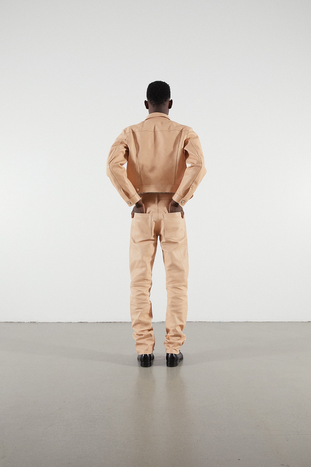 Helmut Lang Jeans Under Construction Capsule Lookbook Leather Jacket Pants Tan