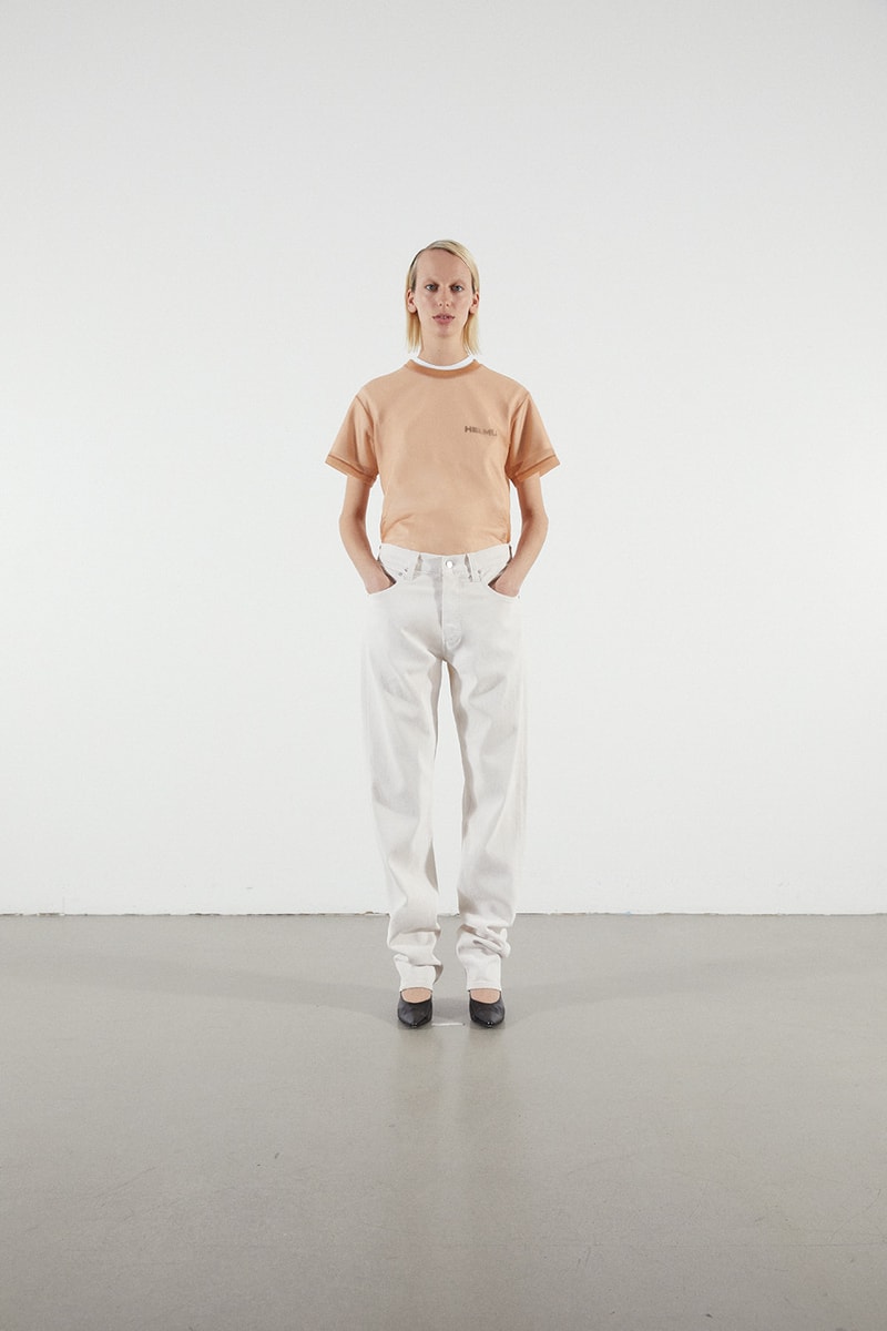 Helmut Lang Jeans Under Construction Capsule Lookbook T-shirt Tan Denim White