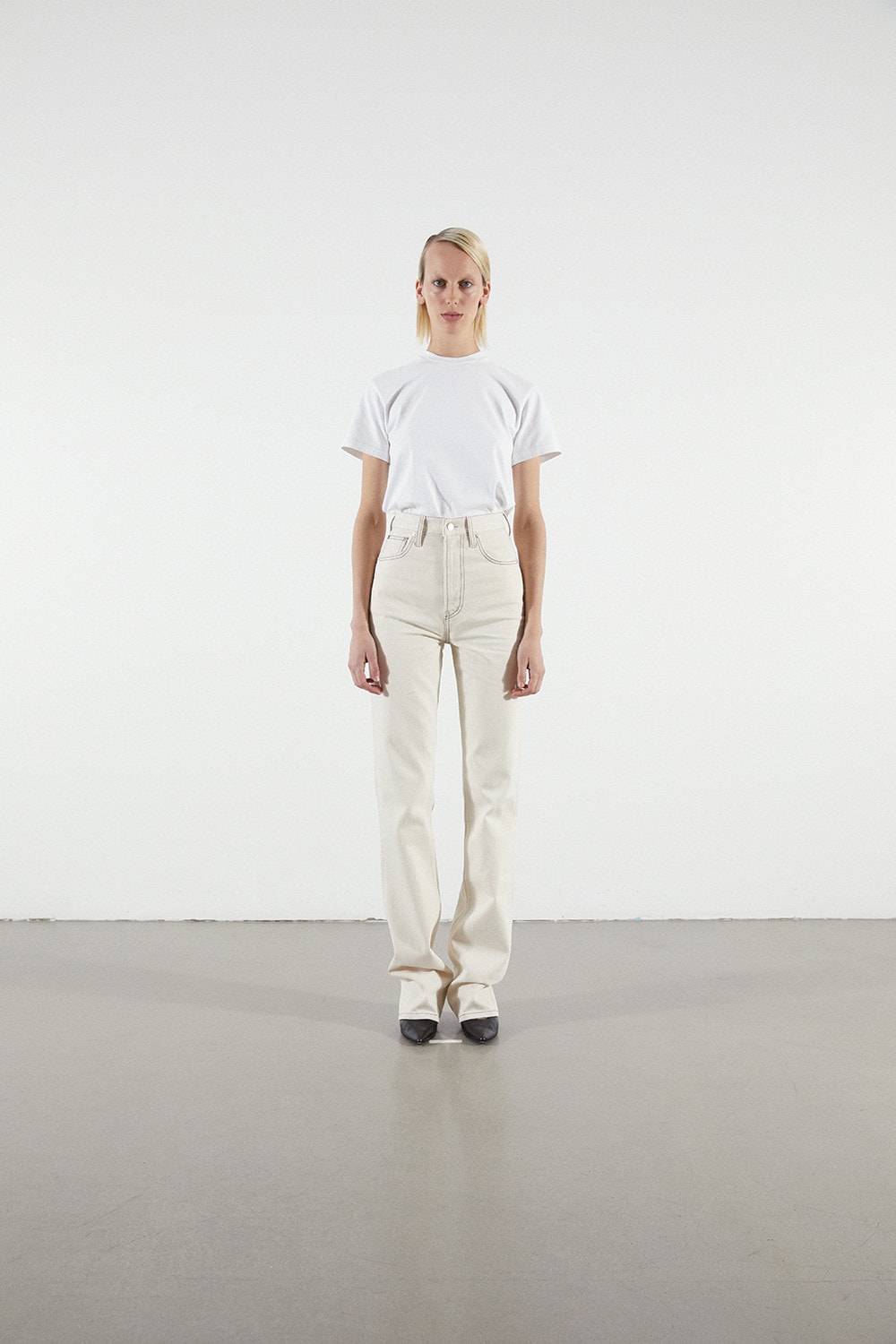 Helmut Lang Jeans Under Construction Capsule Lookbook T-shirt White Denim Cream