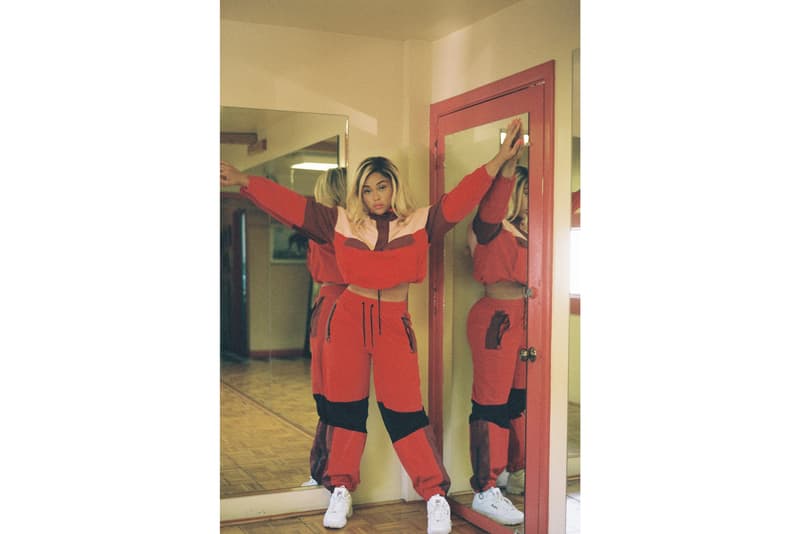 Jordyn Woods Secndnture Activewear Collection OVS Classic Windbreak Pant Red Orange