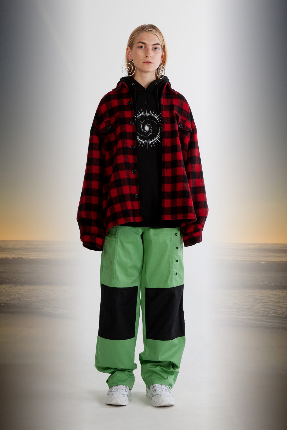 Julia Seeman Fall/Winter 2018 Collection Lookbook Plaid Shirt Red Hoodie Black Pants Green