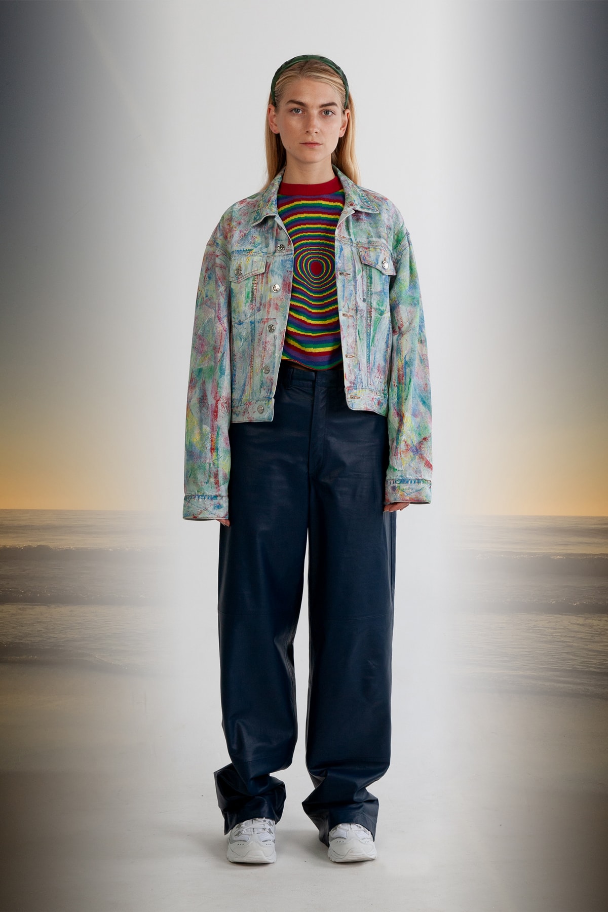 Julia Seeman Fall/Winter 2018 Collection Lookbook Multicolor Handpainted Denim Jacket Blue Pants Navy