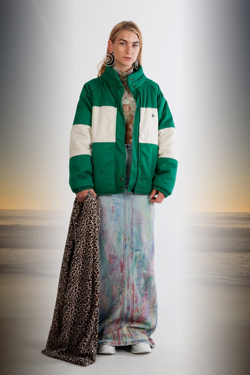 Julia Seeman Fall/Winter 2018 Collection Lookbook Tie-Dye Skirt Blue Pink Puffer Coat White Green