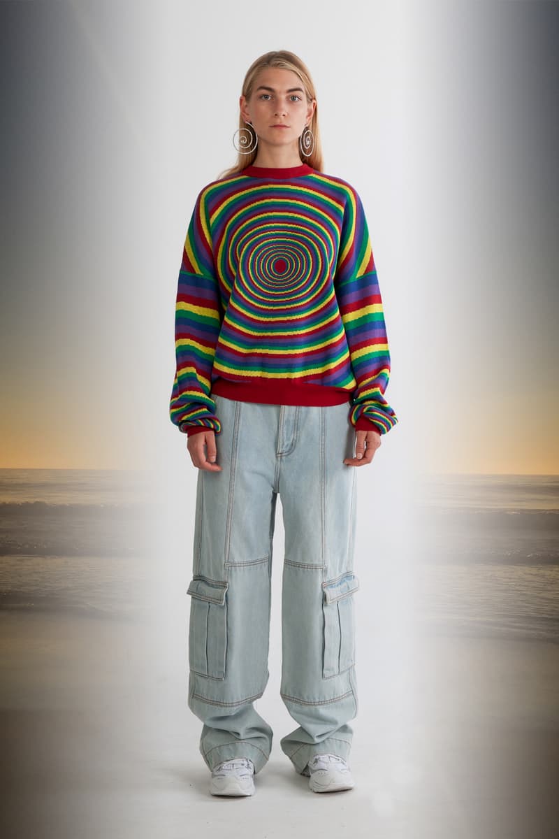 Julia Seeman Fall/Winter 2018 Collection Lookbook Sweater Green Red Yellow Jeans Blue