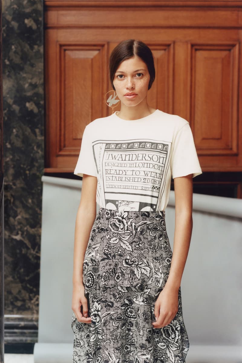 JW Anderson x Net-a-Porter Capsule Collection Logo T-shirt Cream Skirt Black