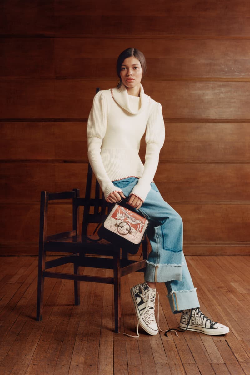 JW Anderson x Net-a-Porter Capsule Collection Sweater White Jeans Blue Disc Shoulder Bag Orange Cream Black