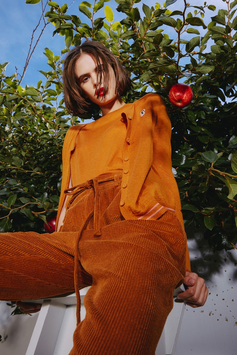 Karen Walker 2018 Spring Summer NYFW Lookbook Top Orange Corduroy Pants Brown