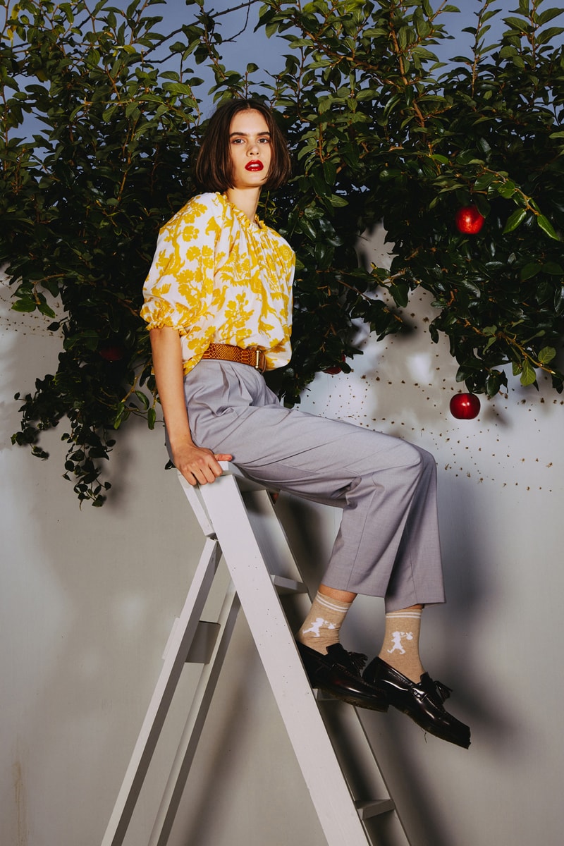 Karen Walker 2018 Spring Summer NYFW Lookbook Top Yellow Cream Trousers Grey