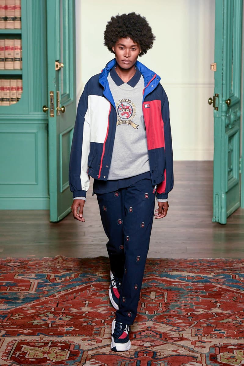 KITH 2018 Fall Winter NYFW New York Fashion Week Tommy Hilfiger Crewneck Sweater Grey Jacket Pants Blue Red