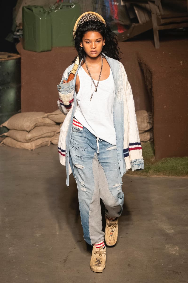 KITH 2018 Fall Winter NYFW New York Fashion Week Greg Lauren Shirt White Denim Pants Blue Sweater Grey