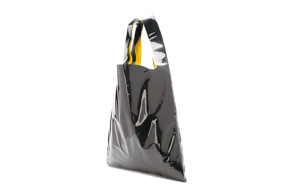 Maison Margiela Black PVC Logo Tote Bag Number Print Yellow Leather Logo Fashion Purse