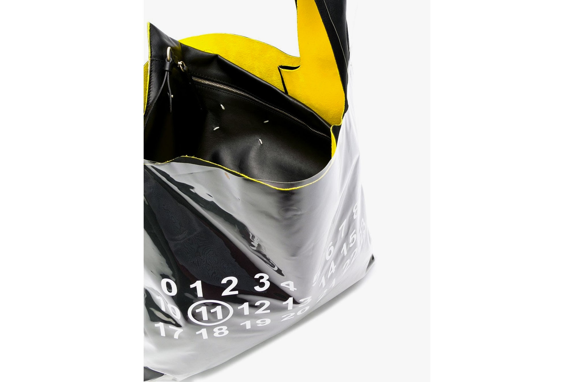 Maison Margiela Black PVC Logo Tote Bag Number Print Yellow Leather Logo Fashion Purse