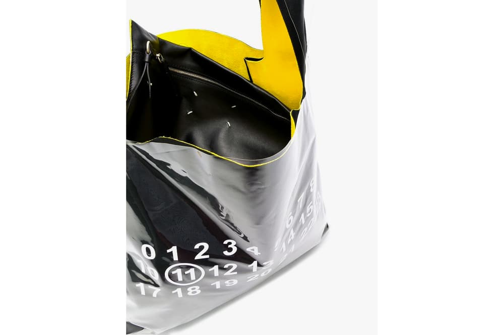 Maison Margiela Black PVC Logo Tote Bag Number Print Yellow Leather Logo Fashion Purse
