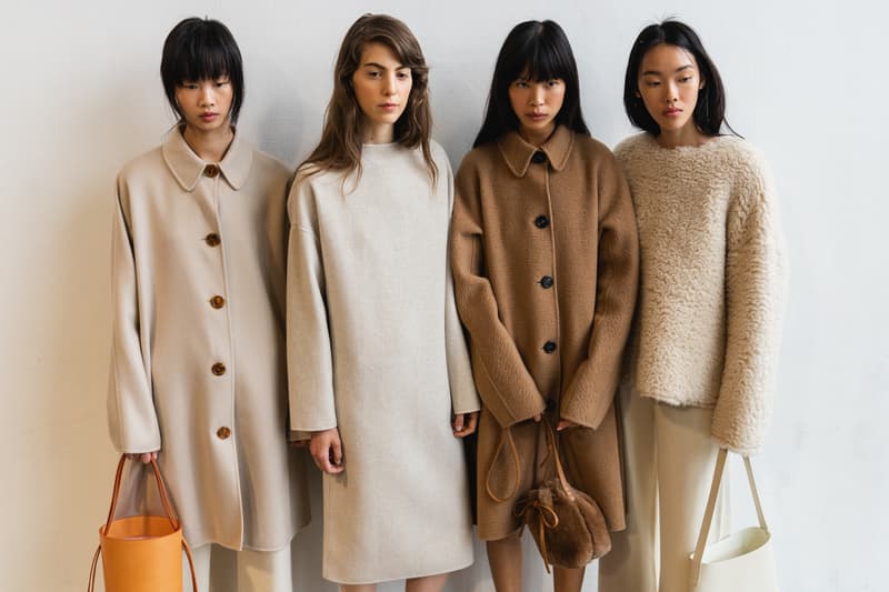 Mansur Gavriel Fall Winter 2018 New York Fashion Week Show Backstage Brown Beige Coat Bags