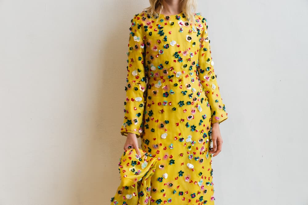 Mansur Gavriel Fall Winter 2018 New York Fashion Week Show Backstage Yellow Floral Dress