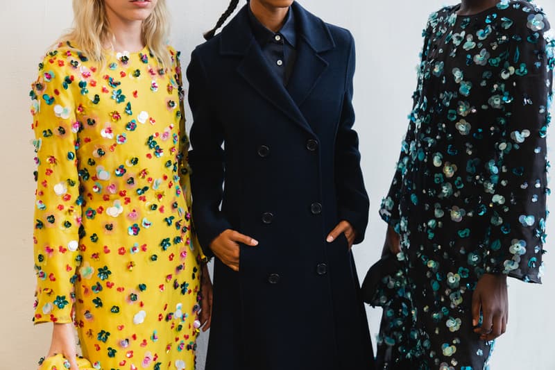 Mansur Gavriel Fall Winter 2018 New York Fashion Week Show Backstage Yellow Floral Dress Black