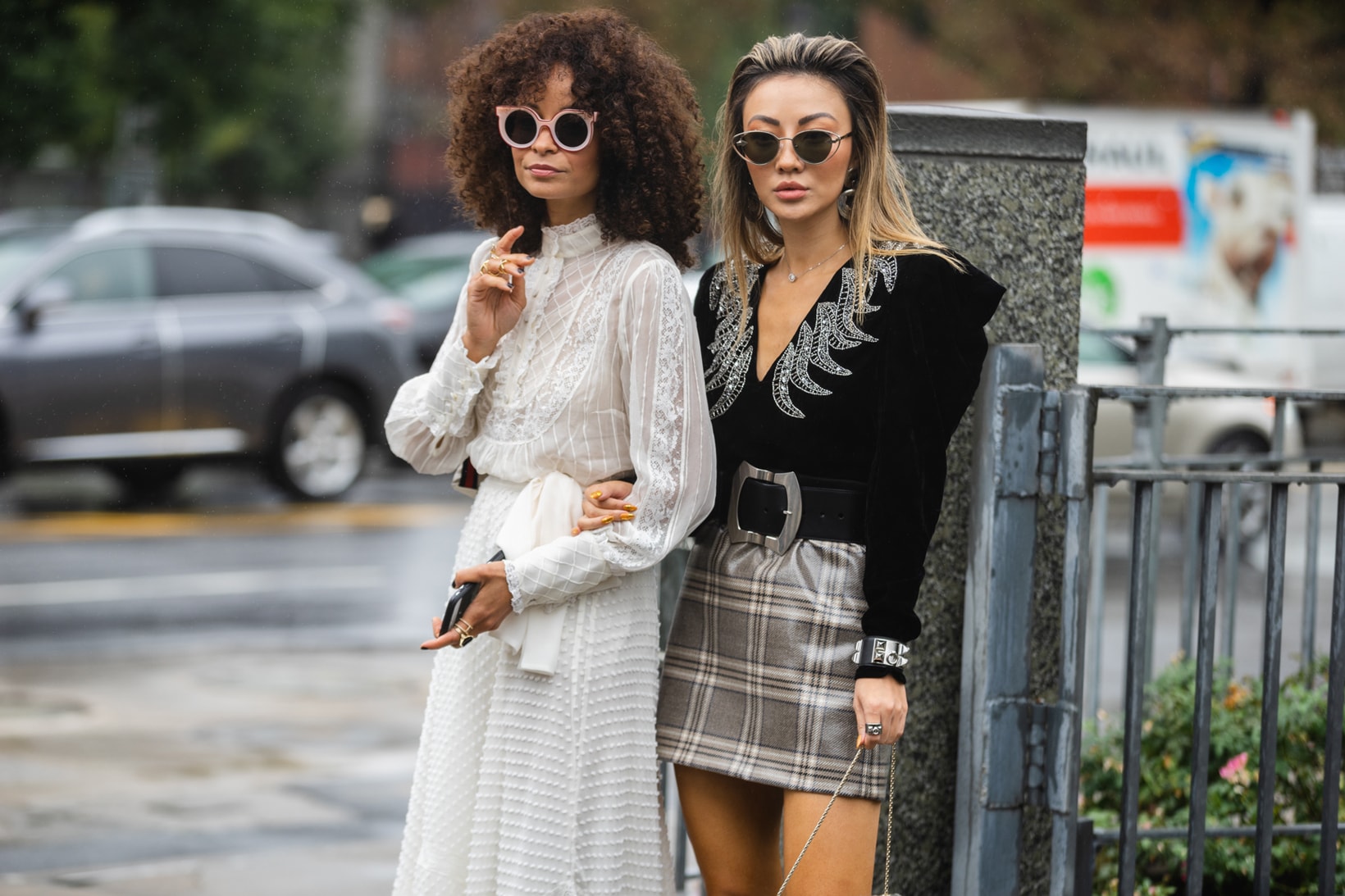 New York Fashion Week NYFW Street Style Street Snaps Dress White Top Black Silver