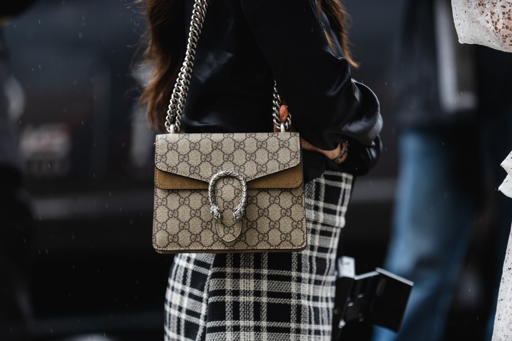 New York Fashion Week NYFW Street Style Street Snaps Gucci Logo Marmont Bag Brown