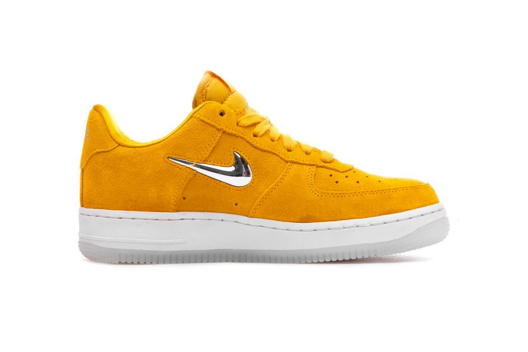 nike air force 1 jewel yellow ochre chrome suede clear outsole