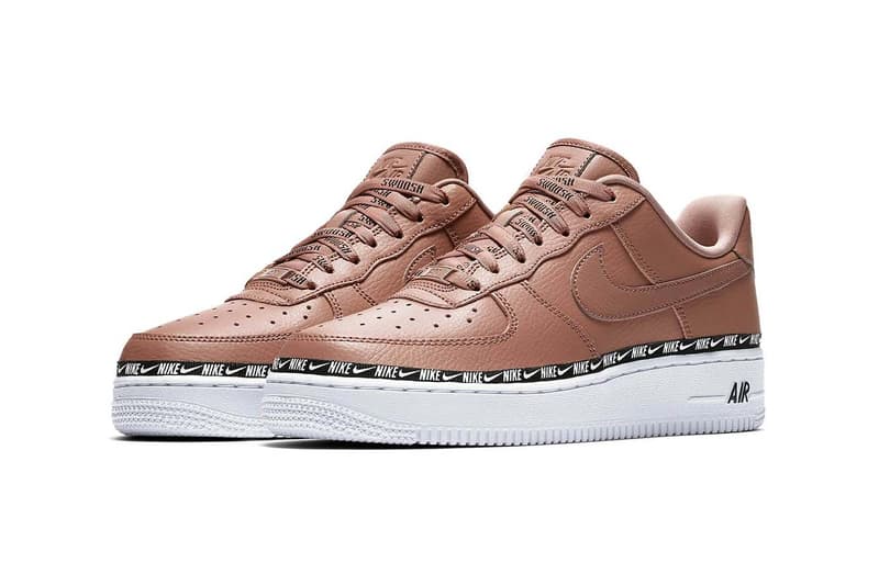 Nike Air Force 1 Logo Ribbon Pack Blush Pink Beige Black Women's Sneakers