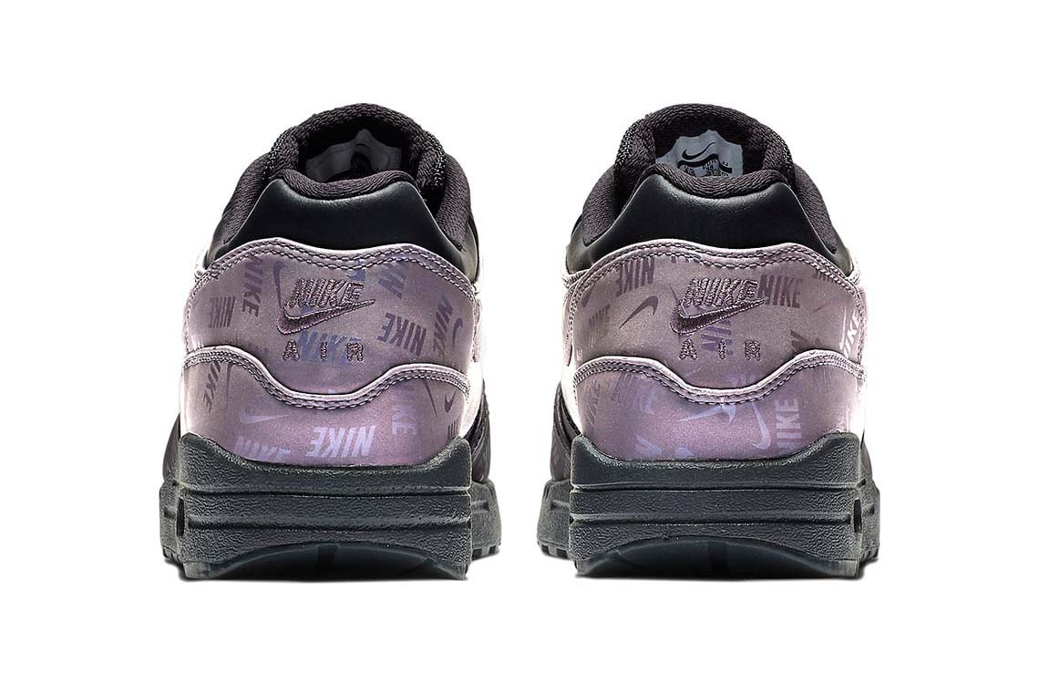 Nike Air Max 1 Logo Iridescent Violet Purple Black Sneakers