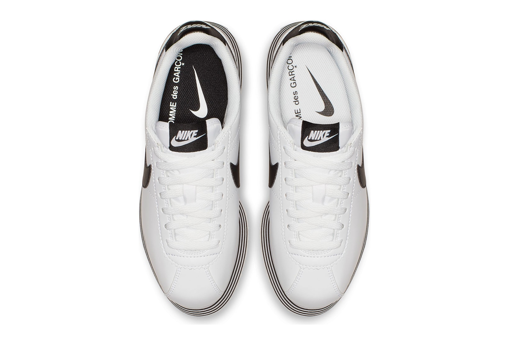 COMME des GARÇONS x Nike Cortez Platform Sneakers Black White Striped