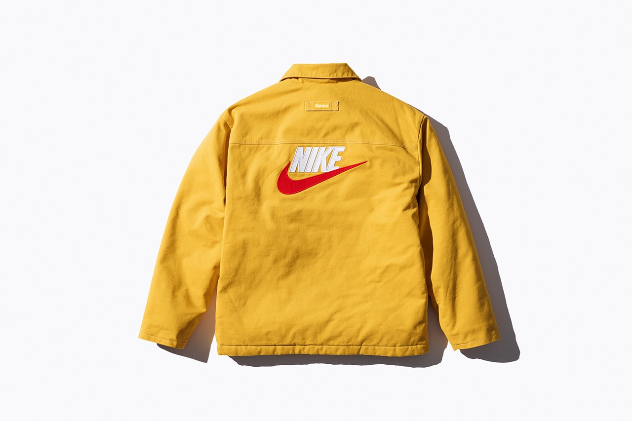 Nike Supreme Collaboration Logo Jacket Yellow Swoosh