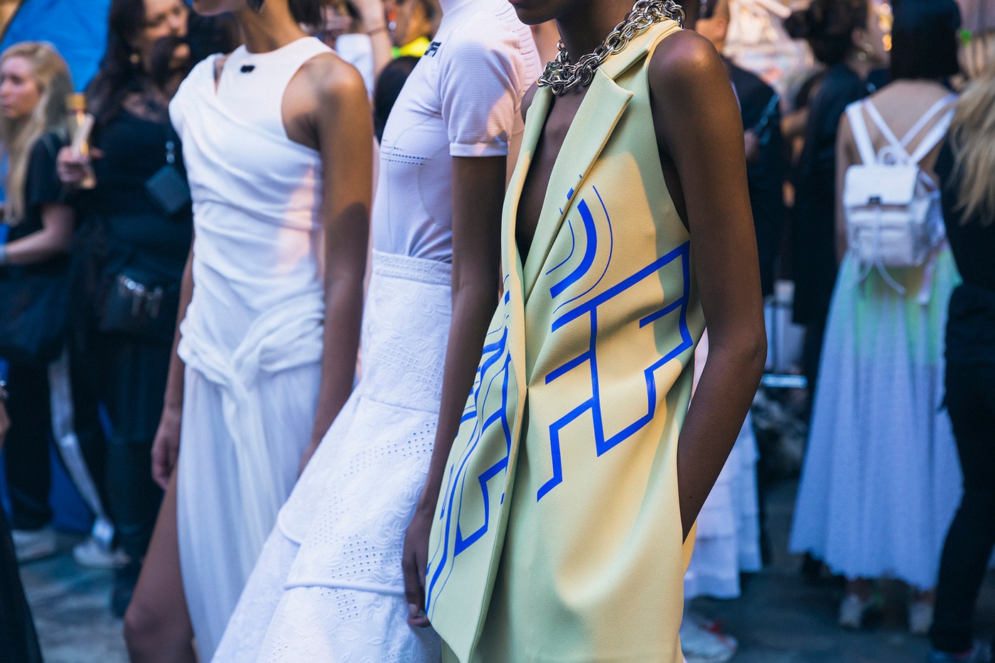 Off-White Virgil Abloh Spring Summer 2019 Paris Fashion Week Show Backstage Wrap Top White Vest Green