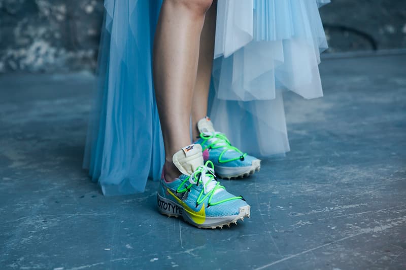 Off-White Virgil Abloh Spring Summer 2019 Paris Fashion Week Show Backstage Nike React Vapor Street Flyknit Green Blue