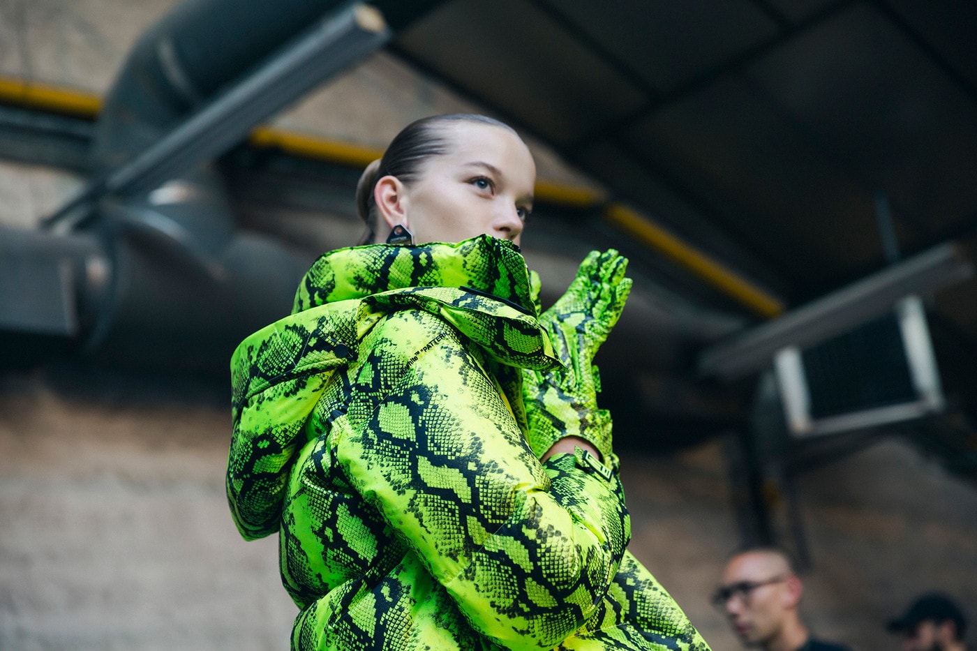 Off-White Virgil Abloh Spring Summer 2019 Paris Fashion Week Show Backstage Snakeskin Jacket Green