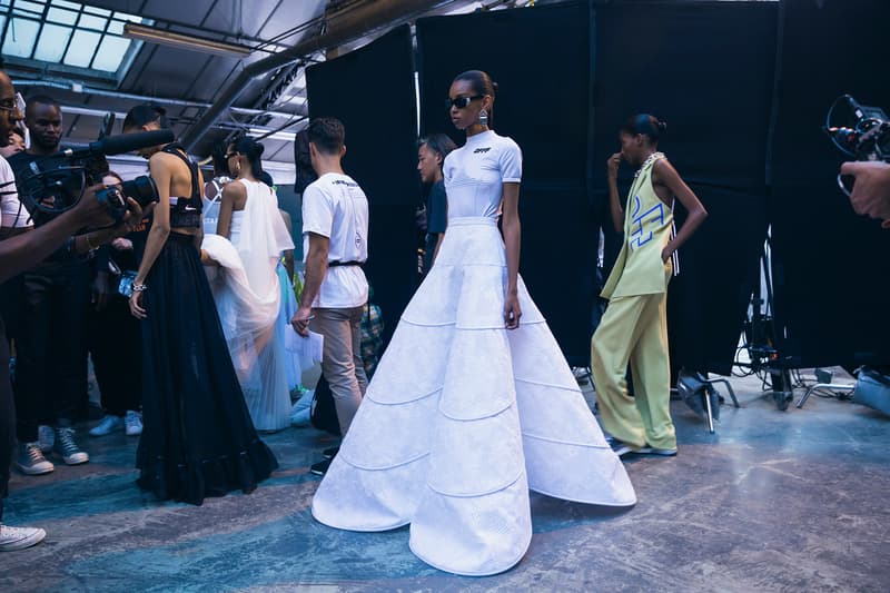 Off-White Virgil Abloh Spring Summer 2019 Paris Fashion Week Show Backstage T-shirt Large Skirt White