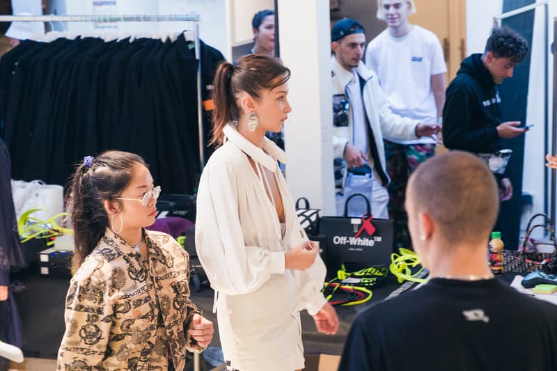 Off-White Virgil Abloh Spring Summer 2019 Paris Fashion Week Show Backstage Bella Hadid Top White